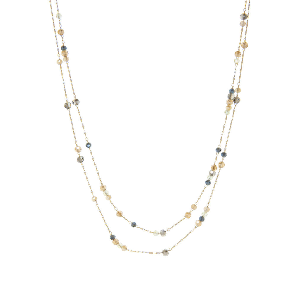 DELICATE LAYERED NECKLACE-GOLD CHAMPAGNE MULTI - Kingfisher Road - Online Boutique