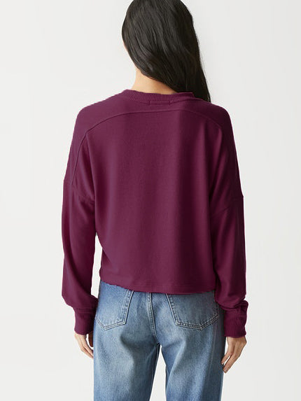 VIC RELAXED V-NECK PULLOVER - PLUM - Kingfisher Road - Online Boutique