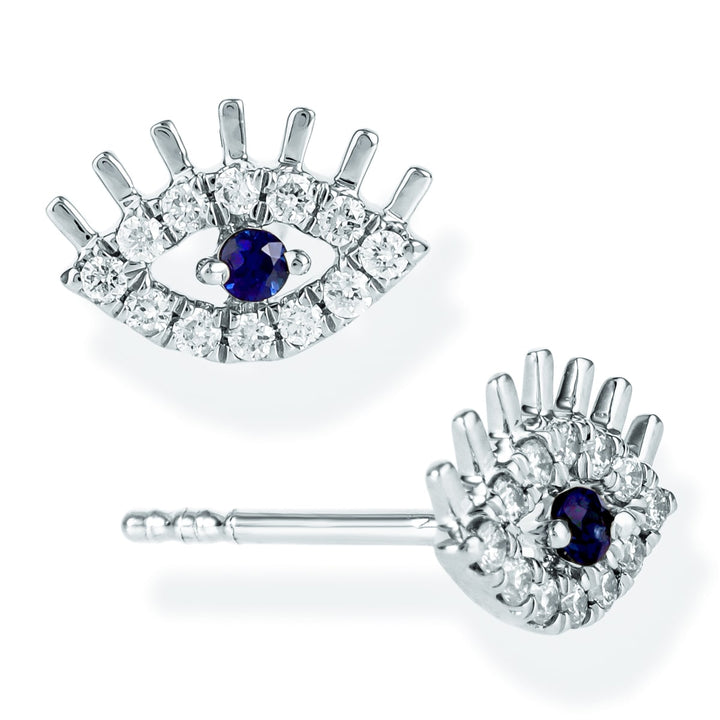 .075ct 14K DIAMOND BLUE SAPPHIRE EYELASH STUD - Kingfisher Road - Online Boutique