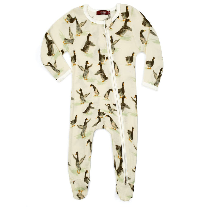 ORGANIC DUCK ZIPPER FOOTED ROMPER - Kingfisher Road - Online Boutique