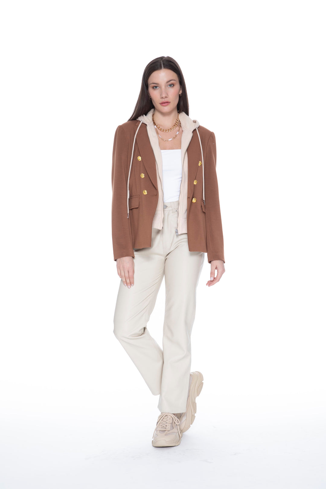 HELEN SCUBA DOUBLE BREASTED BLAZER-TOFFEE - Kingfisher Road - Online Boutique