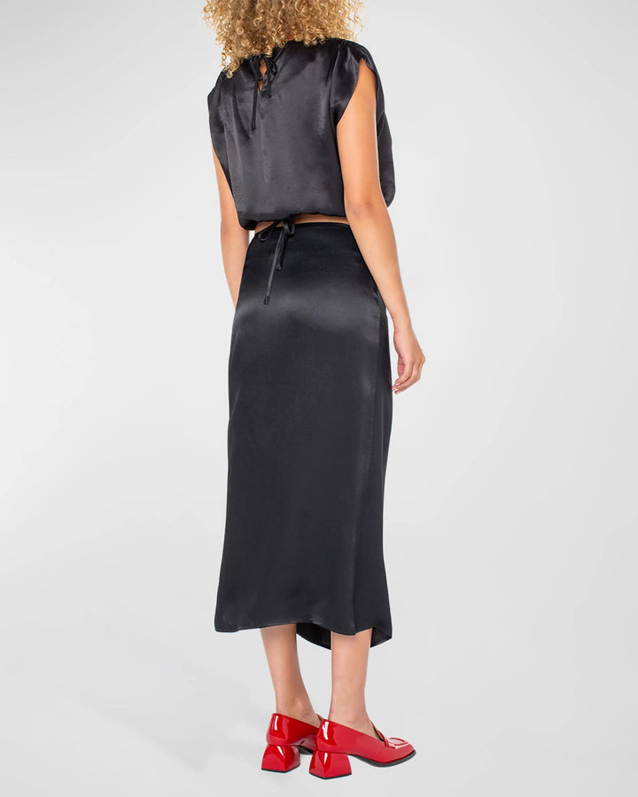 DELA BLACK SATIN SKIRT - Kingfisher Road - Online Boutique