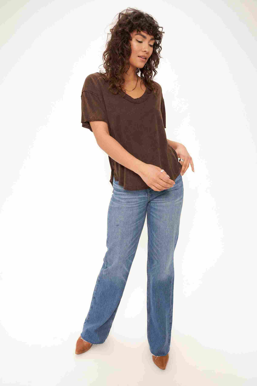 JADE SCOOP NECK WASHED TEE - MW RICH OAK - Kingfisher Road - Online Boutique