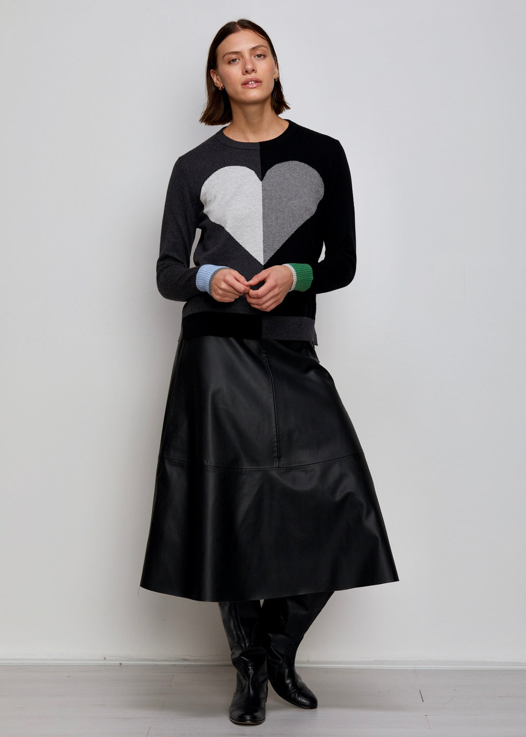 HEART PULLOVER SWEATER - BLACK - Kingfisher Road - Online Boutique