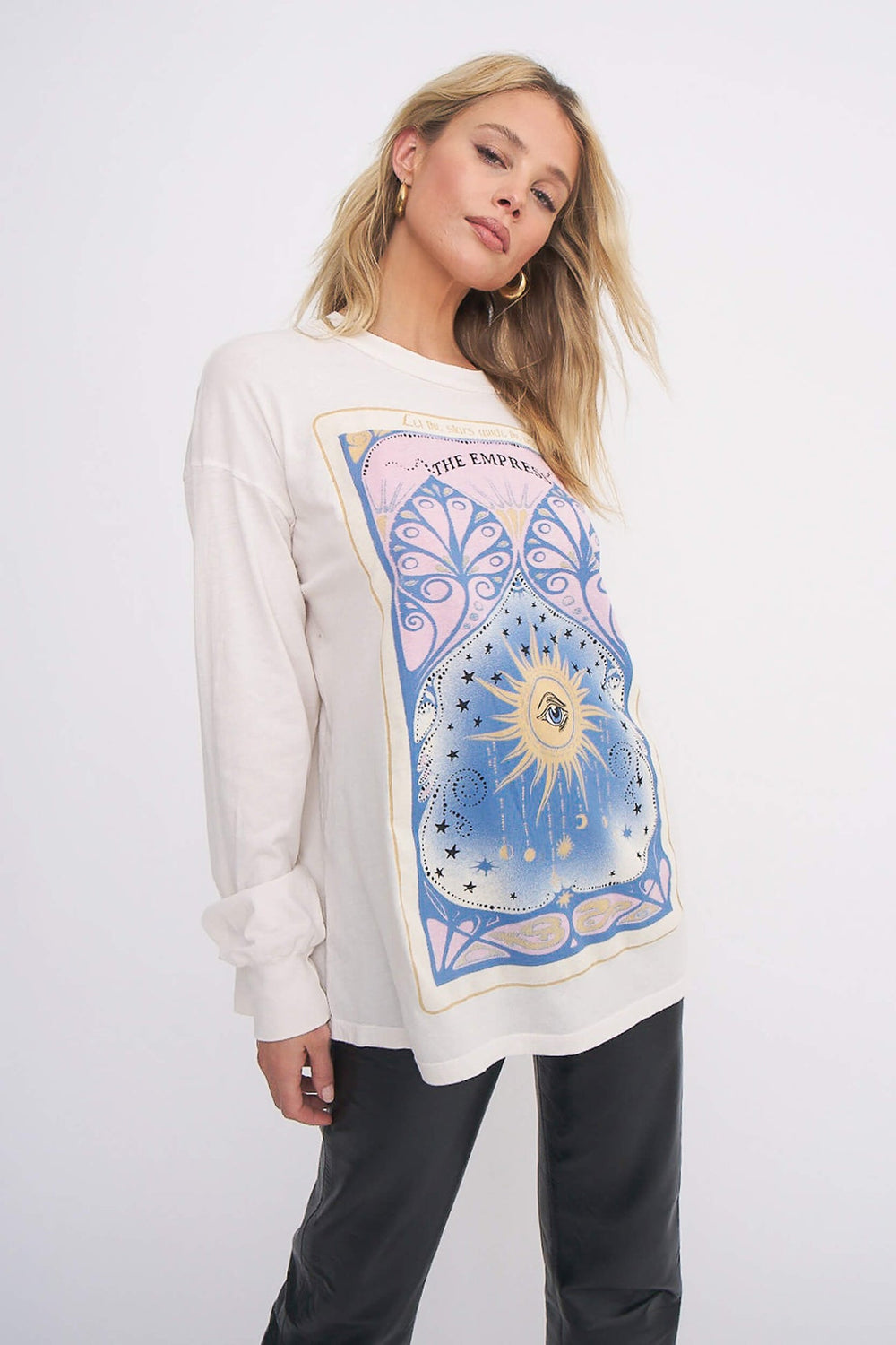 VINTAGE WHITE EMPRESS LONG SLEEVE TEE - Kingfisher Road - Online Boutique