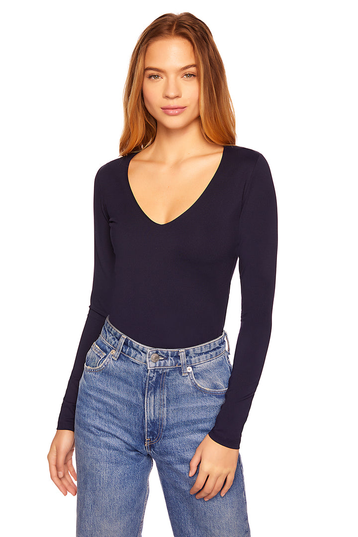 SEXY V-NECK LONG SLEEVE TOP-MIDNIGHT - Kingfisher Road - Online Boutique
