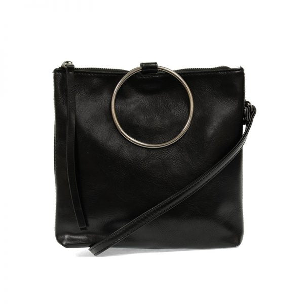 AMELIA RING TOTE BAG SILVER HANDLE-BLACK - Kingfisher Road - Online Boutique