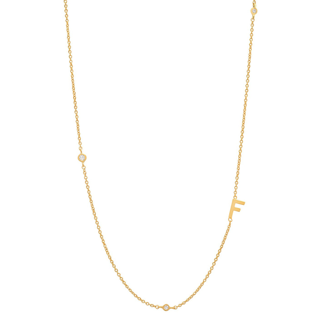 SIDEWAYS INITIAL NECKLACE w/ CZ ACCENTS - Kingfisher Road - Online Boutique