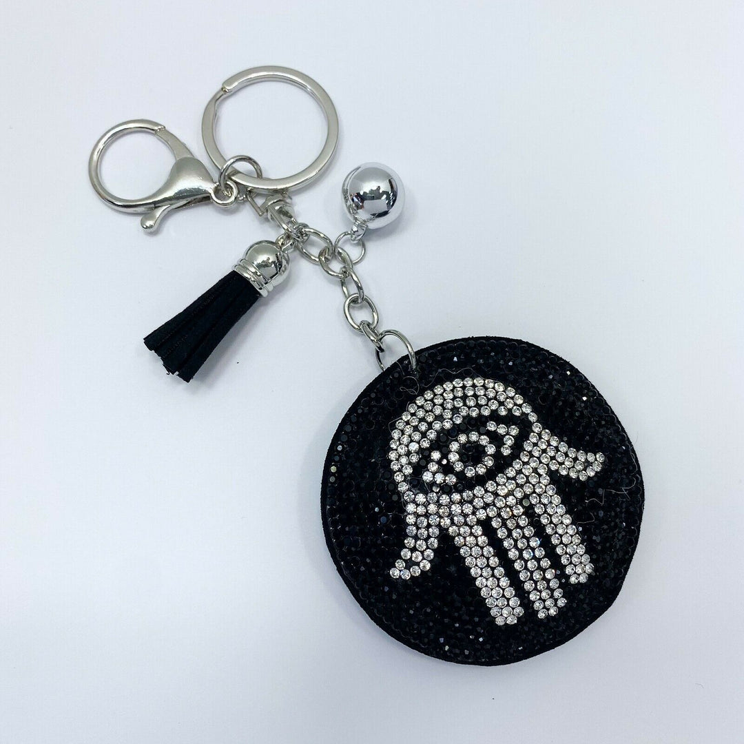 SILVER AND BLACK CRYSTAL HAMSA KEYCHAIN - Kingfisher Road - Online Boutique