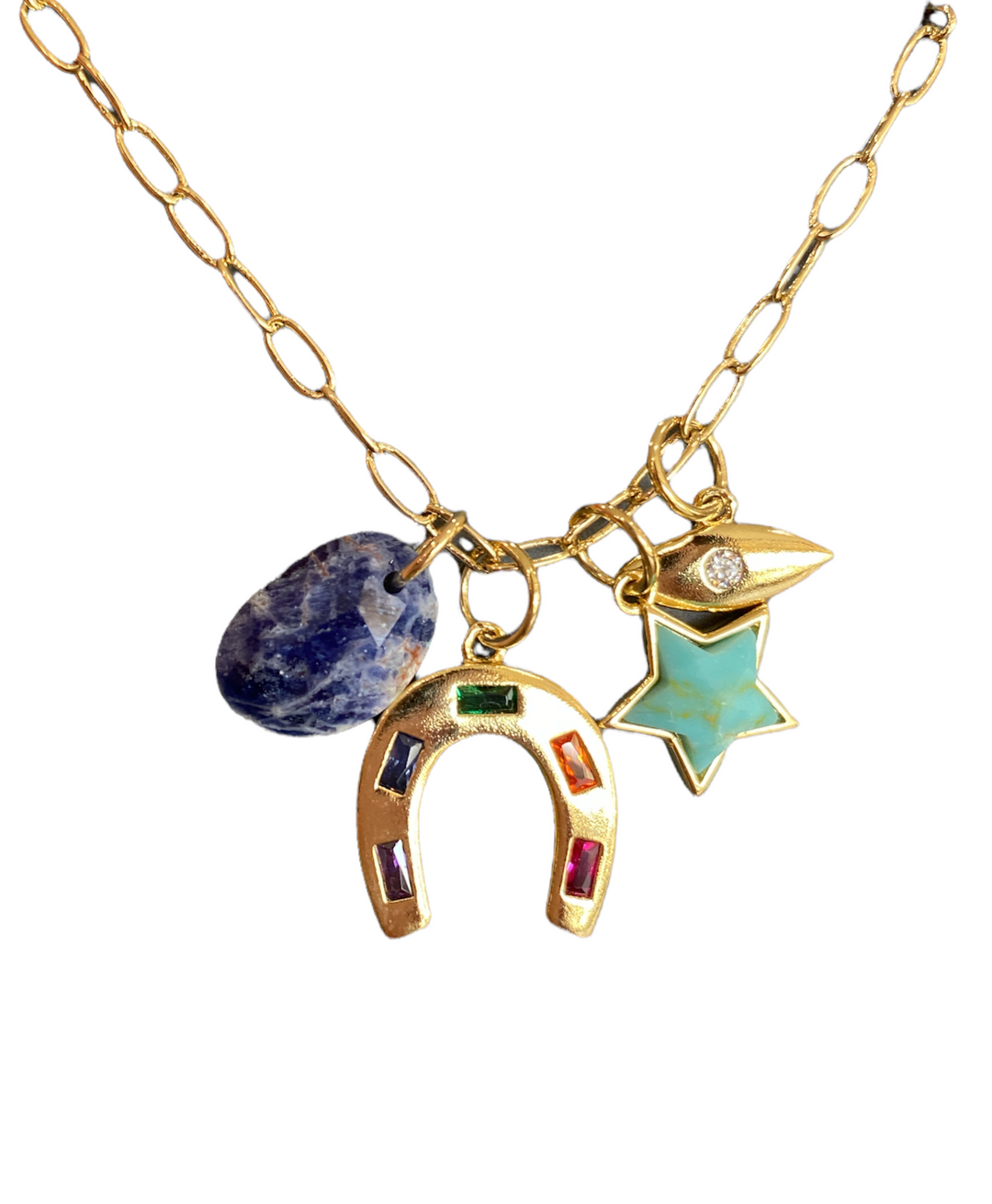 GOLD HORSESHOE STAR CHARM NECKLACE - Kingfisher Road - Online Boutique