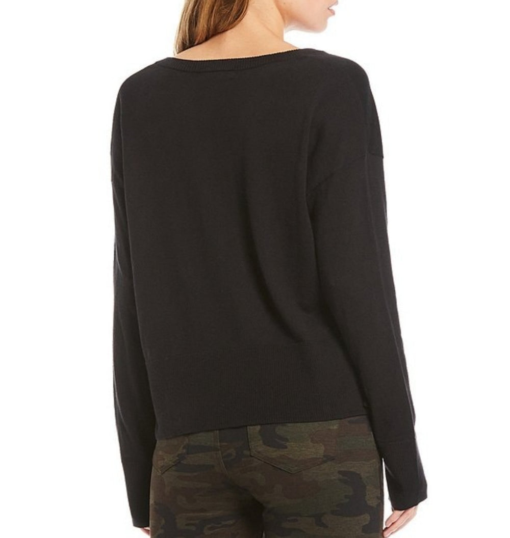 BLACK V-NECK ESSENTIAL SWEATER - Kingfisher Road - Online Boutique