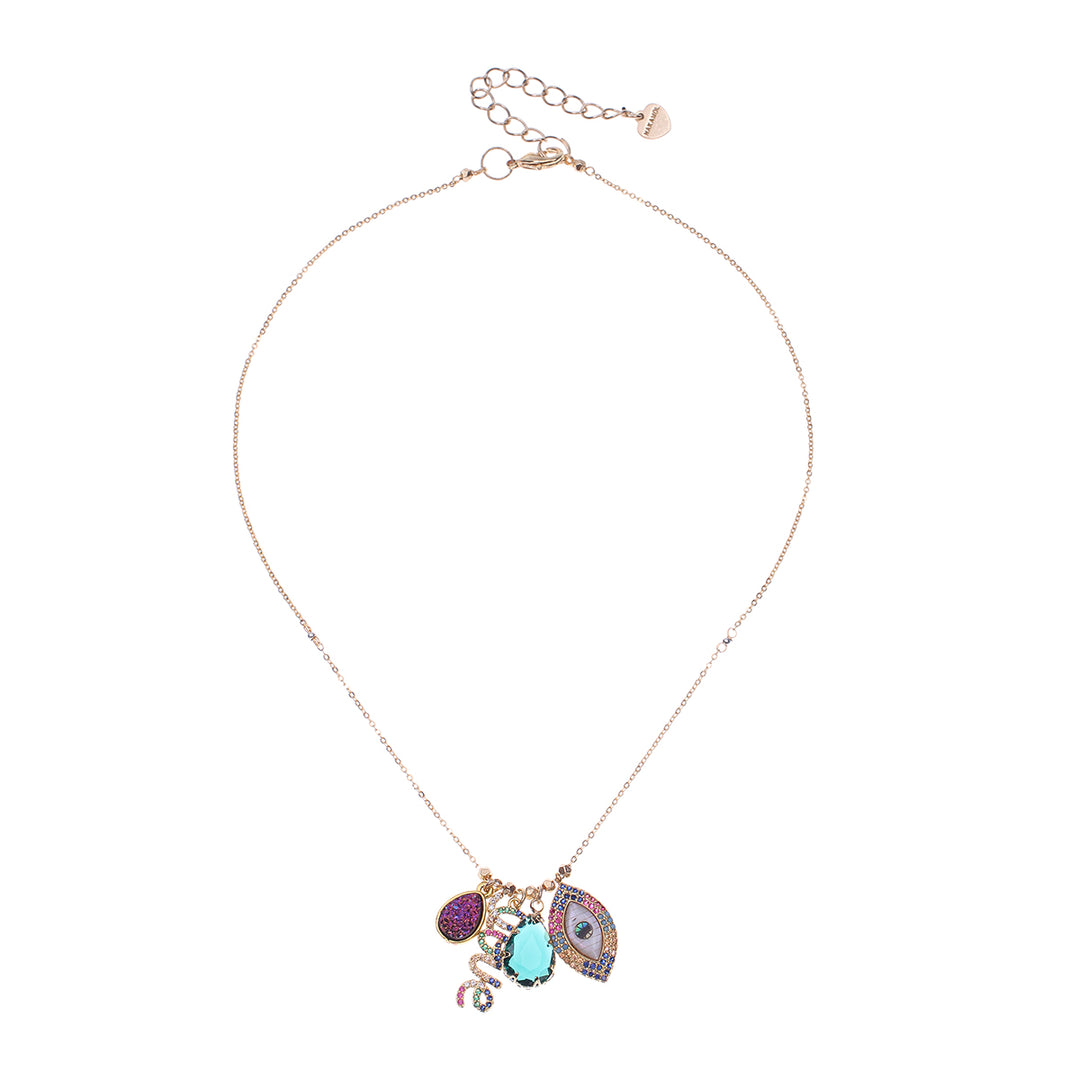 MULTI CRYSTAL CHARM NECKLACE - Kingfisher Road - Online Boutique