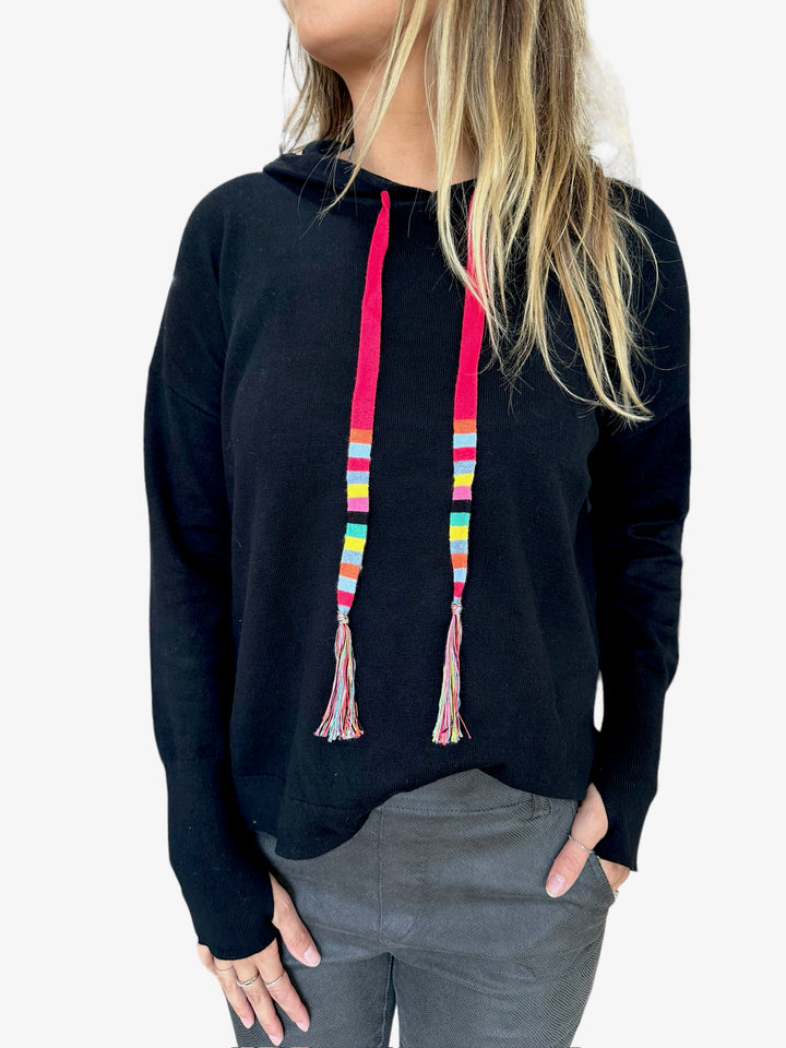 TASSLE HOODIE - BLACK - Kingfisher Road - Online Boutique