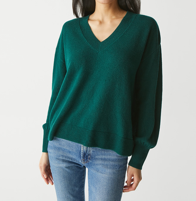 ODETTE V-NECK SWEATER-DARK IVY - Kingfisher Road - Online Boutique