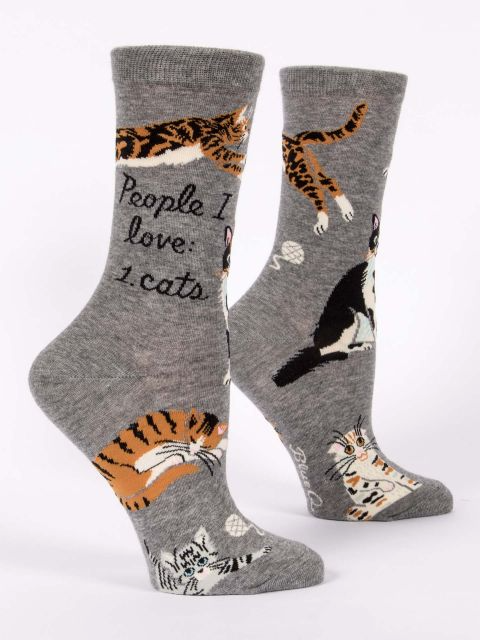 People I love: Cats Women's Crew Socks - Kingfisher Road - Online Boutique