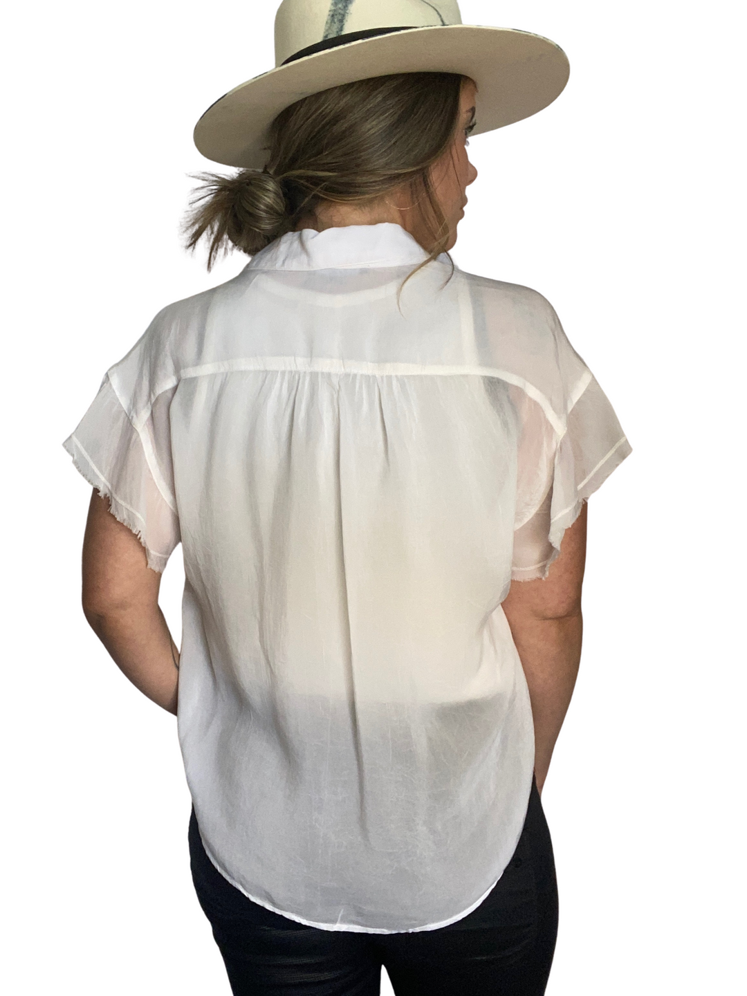 SHORT SLEEVE RUFFLE TOP - Kingfisher Road - Online Boutique