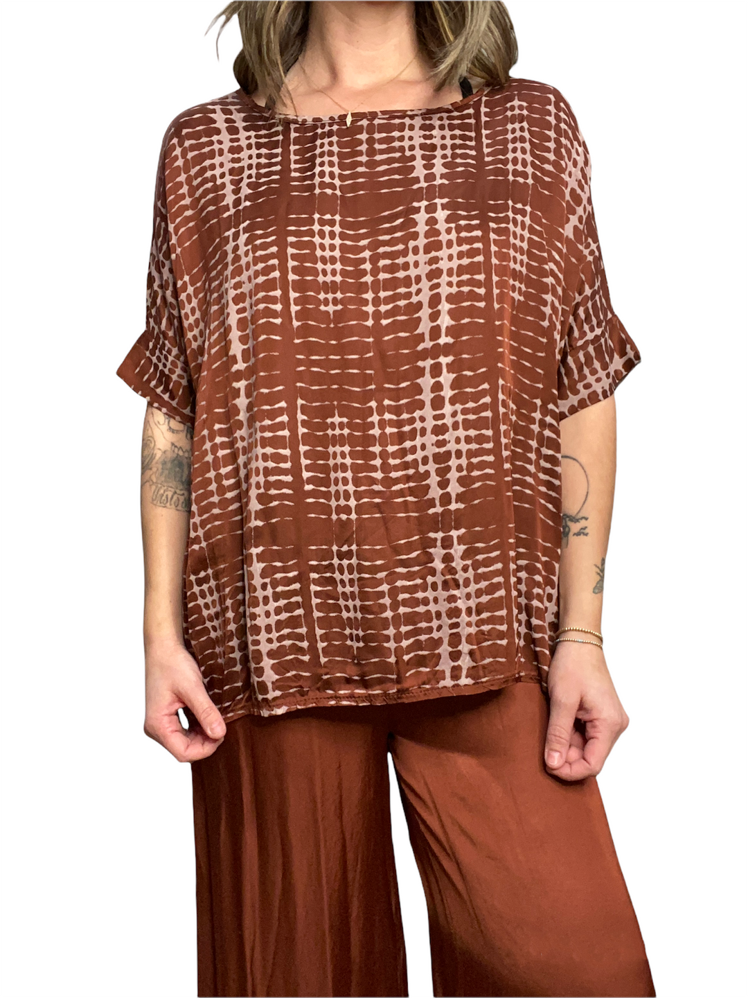 SILK PLAID TOP - Kingfisher Road - Online Boutique