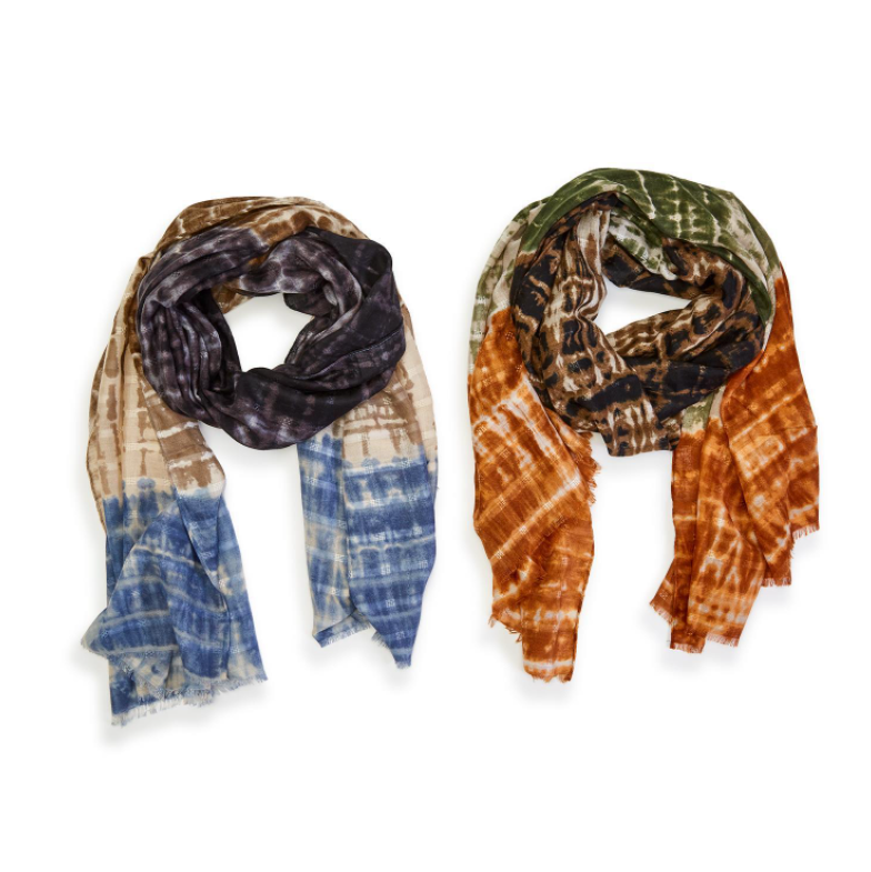 TIE DYE COLOR BLOCKED SCARF - Kingfisher Road - Online Boutique