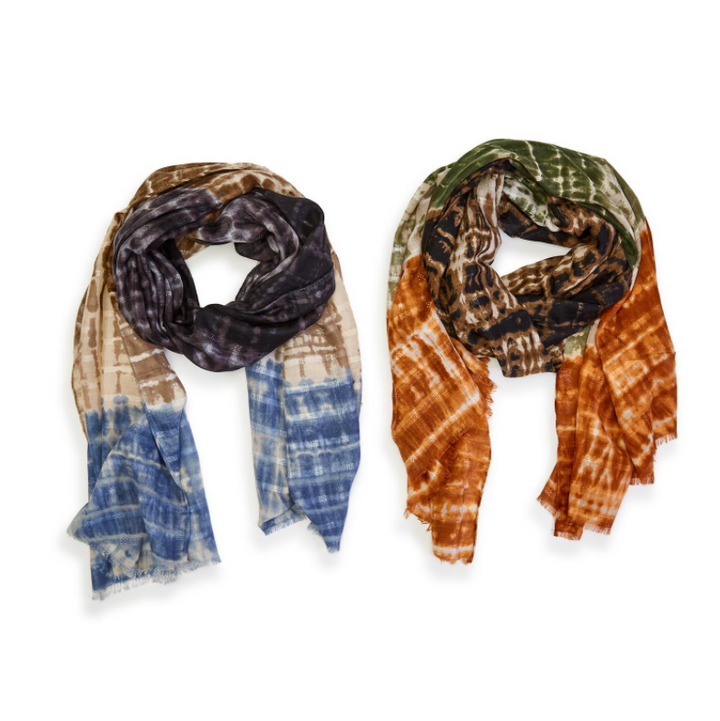 TIE DYE COLOR BLOCKED SCARF - Kingfisher Road - Online Boutique