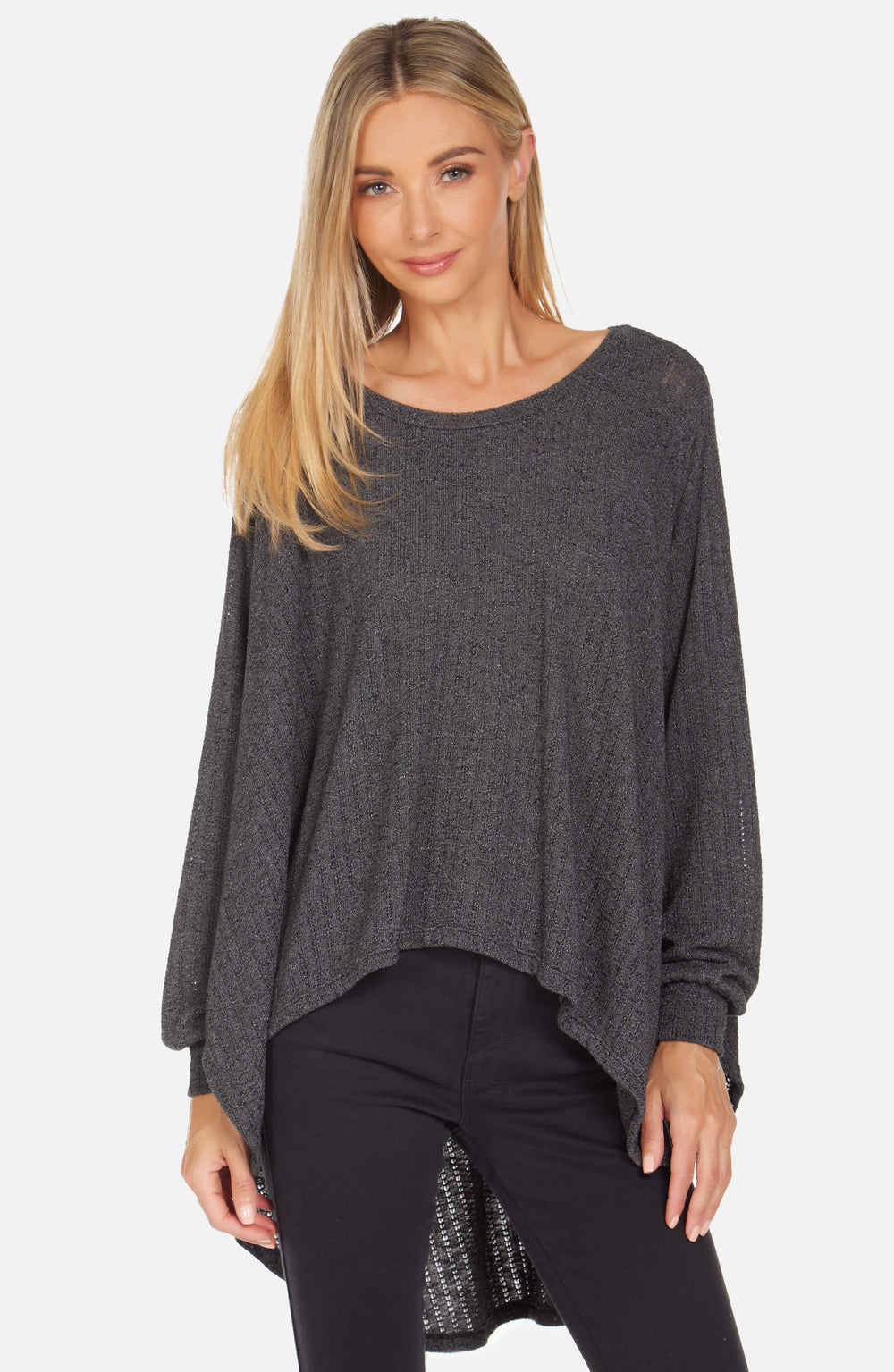 CHARCOAL FITZGERALD L/S FLOWY TOP - Kingfisher Road - Online Boutique