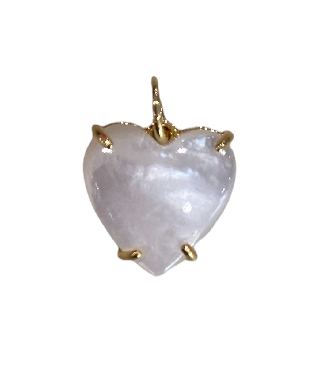 GOLD MOTHER OF PEARL HEART CHARM