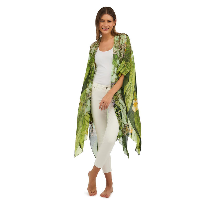 HYDRANGEA PRINT LIME LONG KIMONO-LIME - Kingfisher Road - Online Boutique