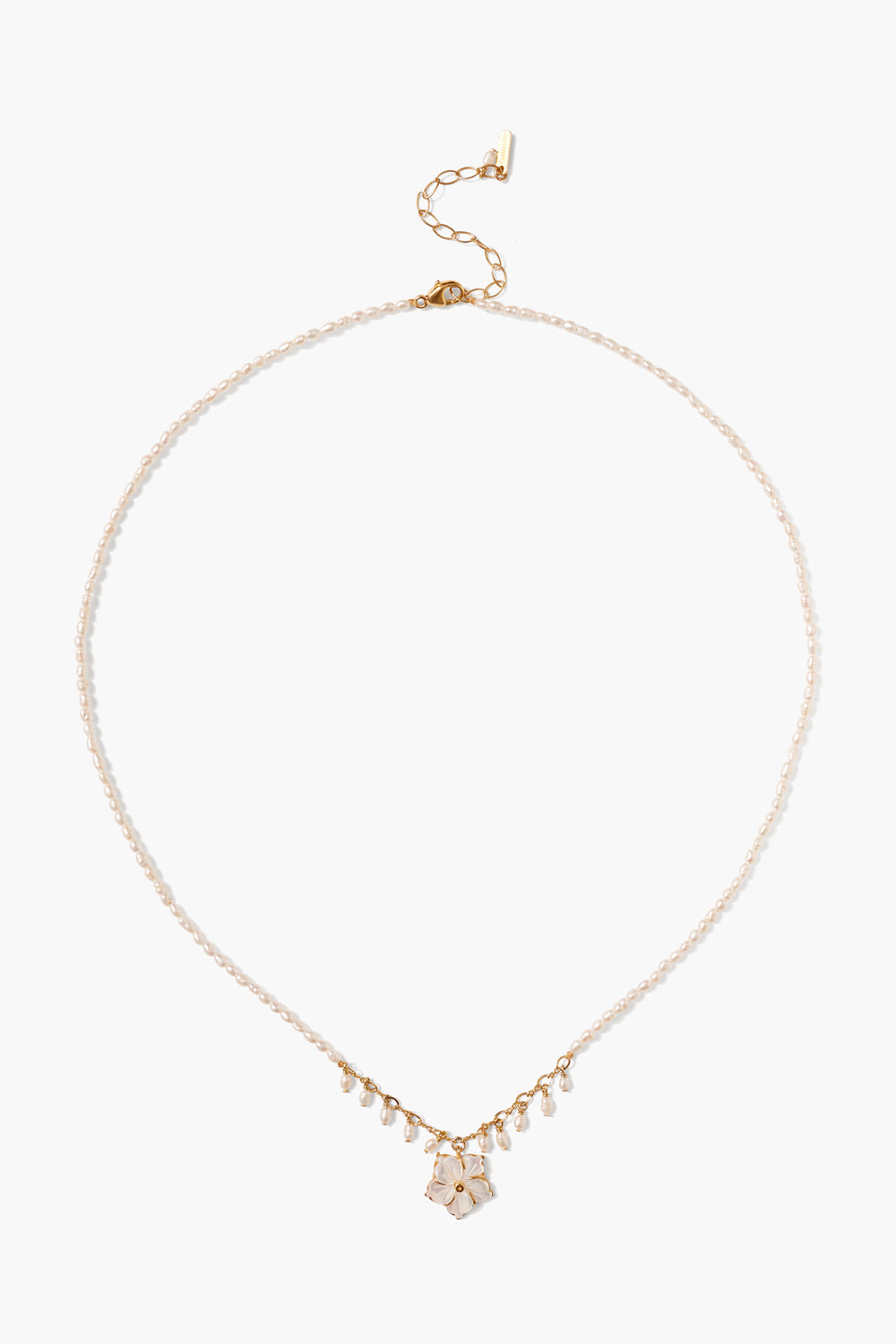 WHITE PEARL FLOWER CHARM NECKLACE - Kingfisher Road - Online Boutique