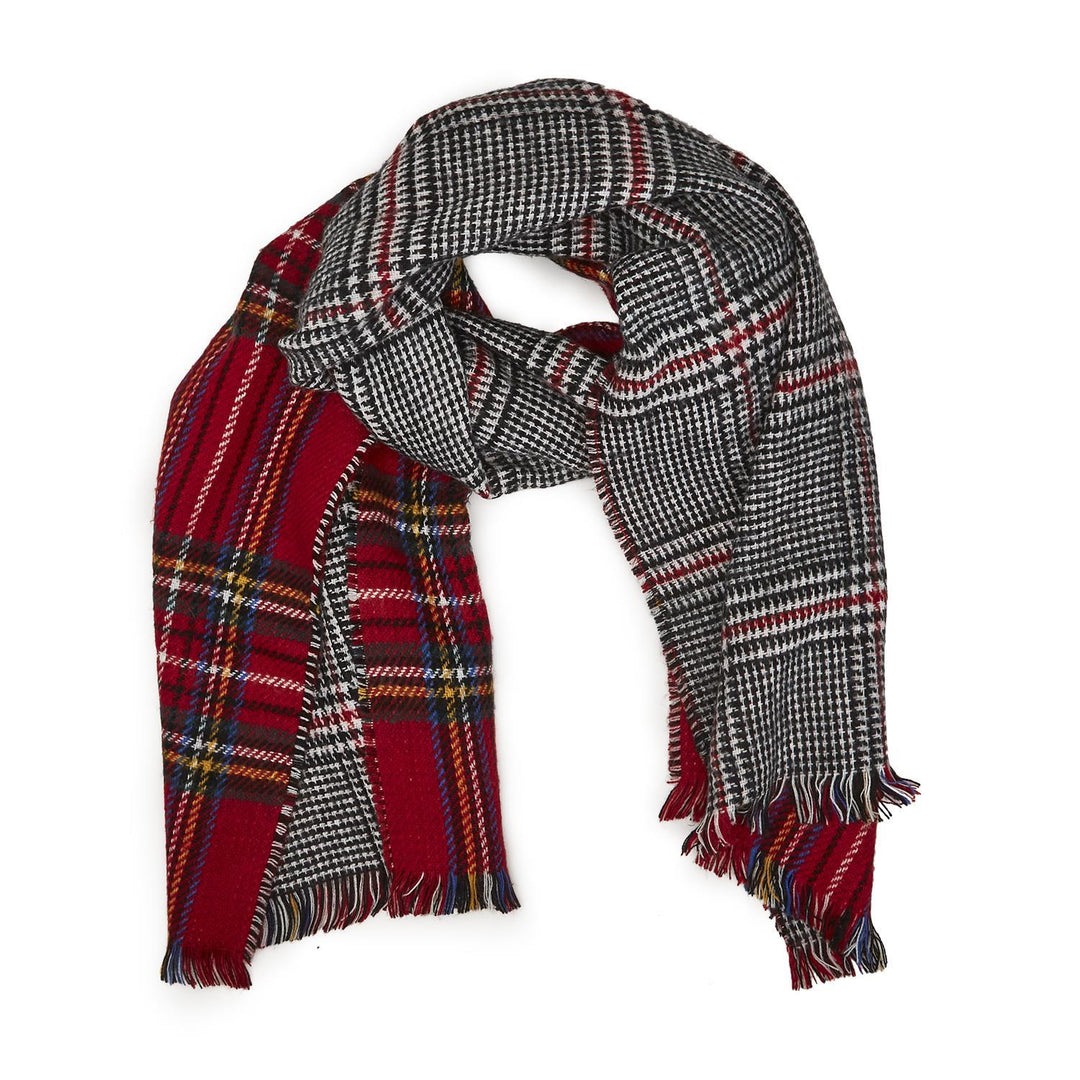 RED/NAVY REVERSIBLE PLAID SCARF