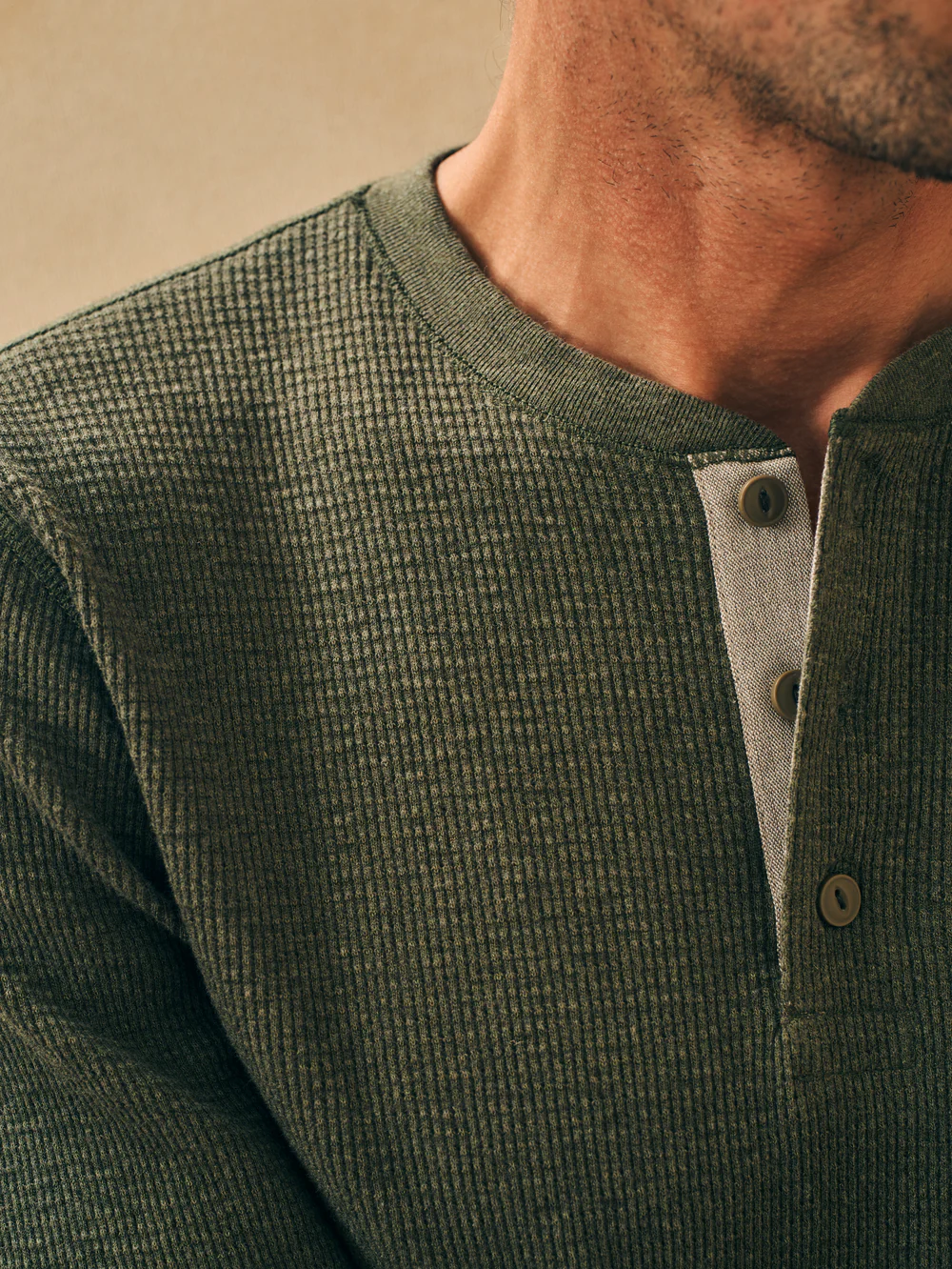 SURPLUS WAFFLE HENLEY-OLIVE HEATHER - Kingfisher Road - Online Boutique