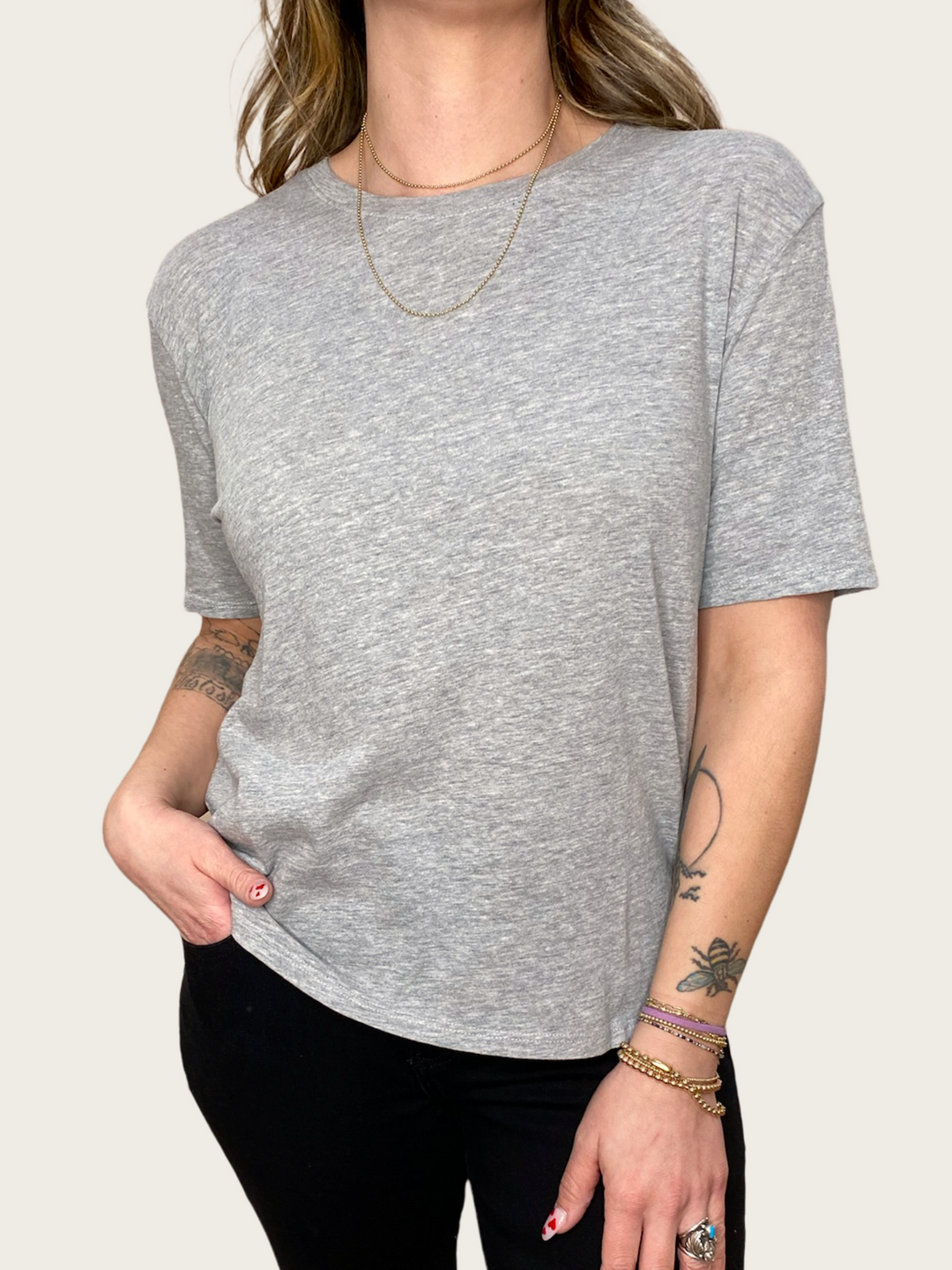 LAUREN RELAXED FIT TEE - HEATHER GREY - Kingfisher Road - Online Boutique