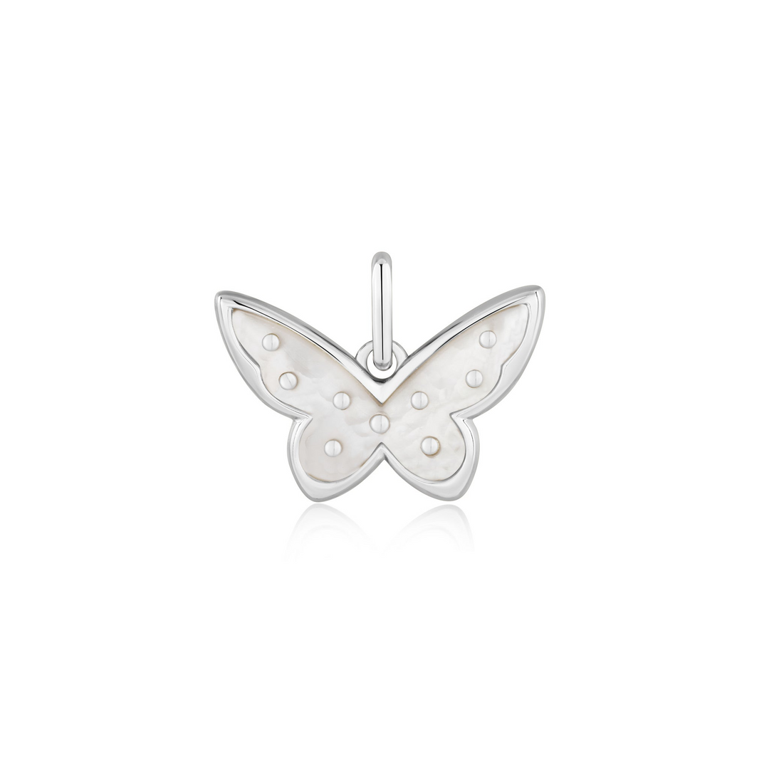 MOTHER OF PEARL BUTTERFLY CHARM-SILVER