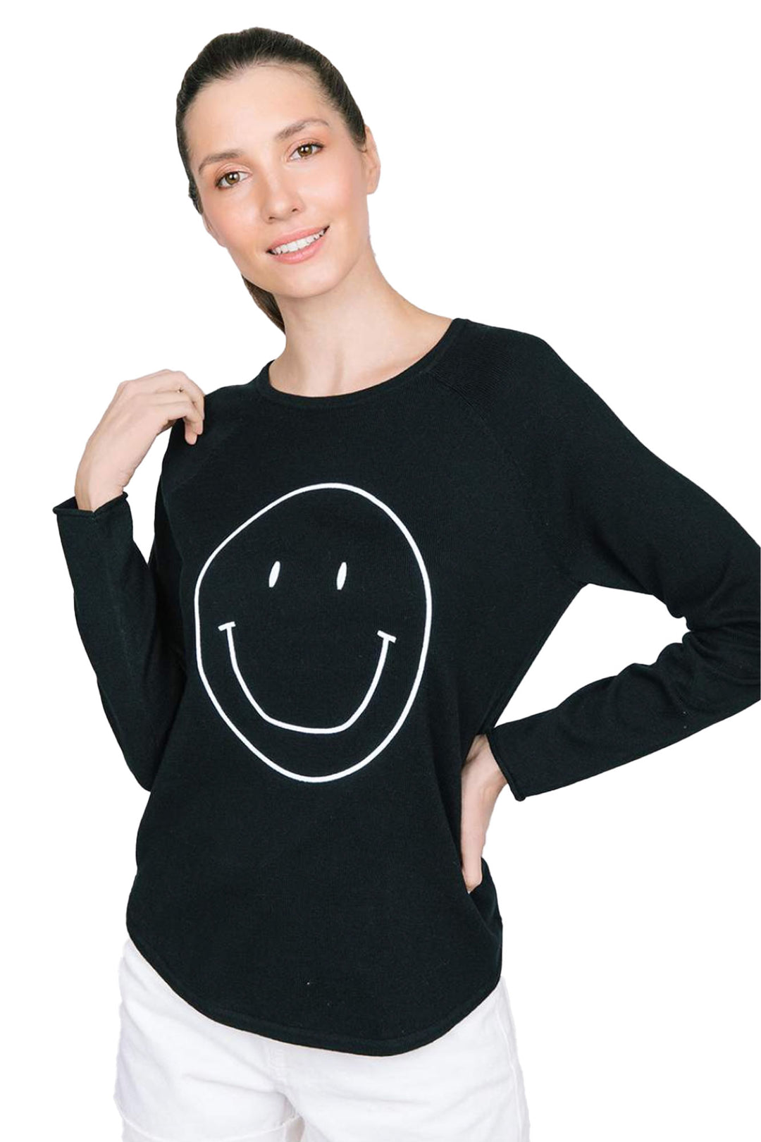 SMILEY FACE SWEATER-BLACK - Kingfisher Road - Online Boutique