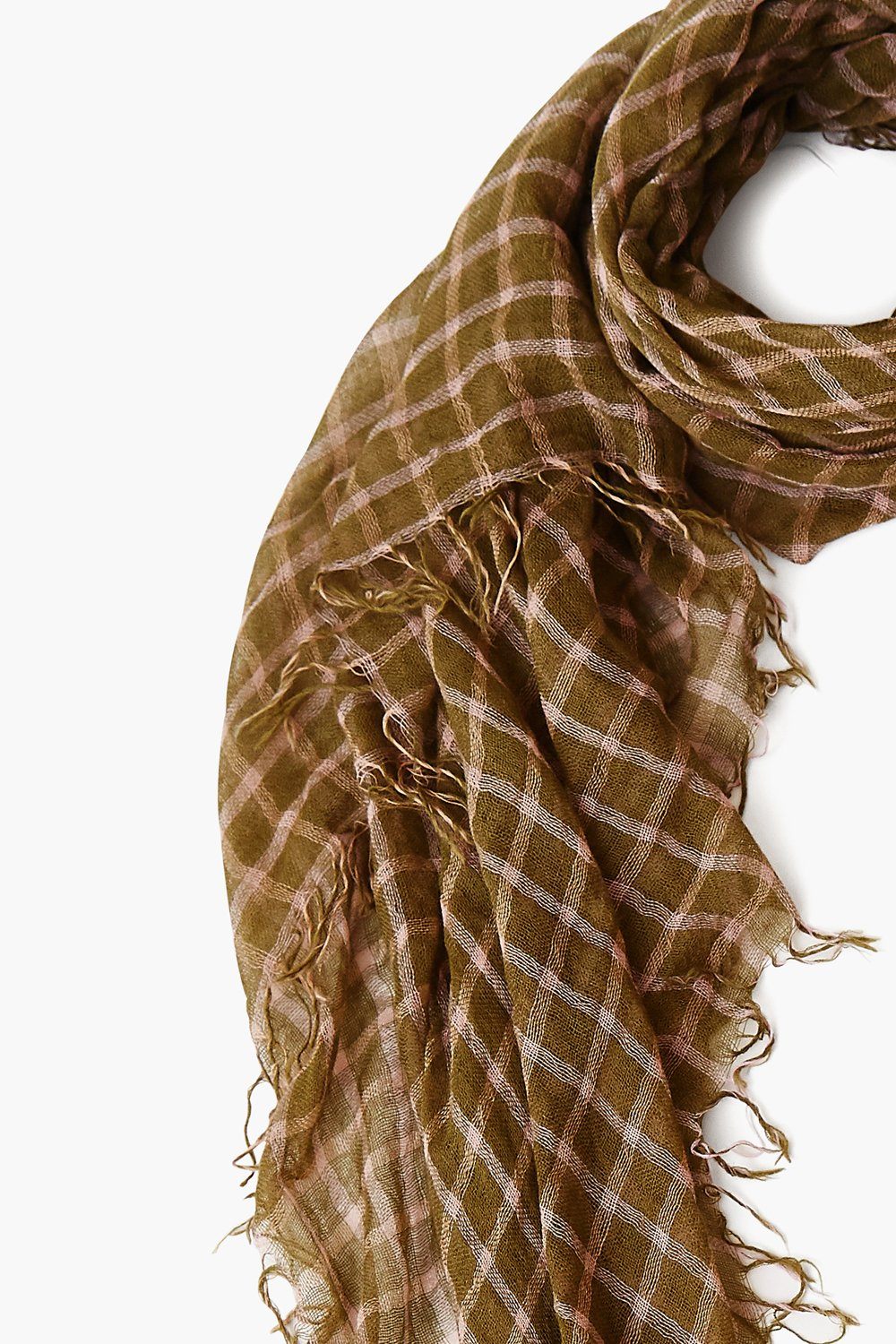 OLIVE PINK PLAID CASHMERE SILK SCARF - Kingfisher Road - Online Boutique
