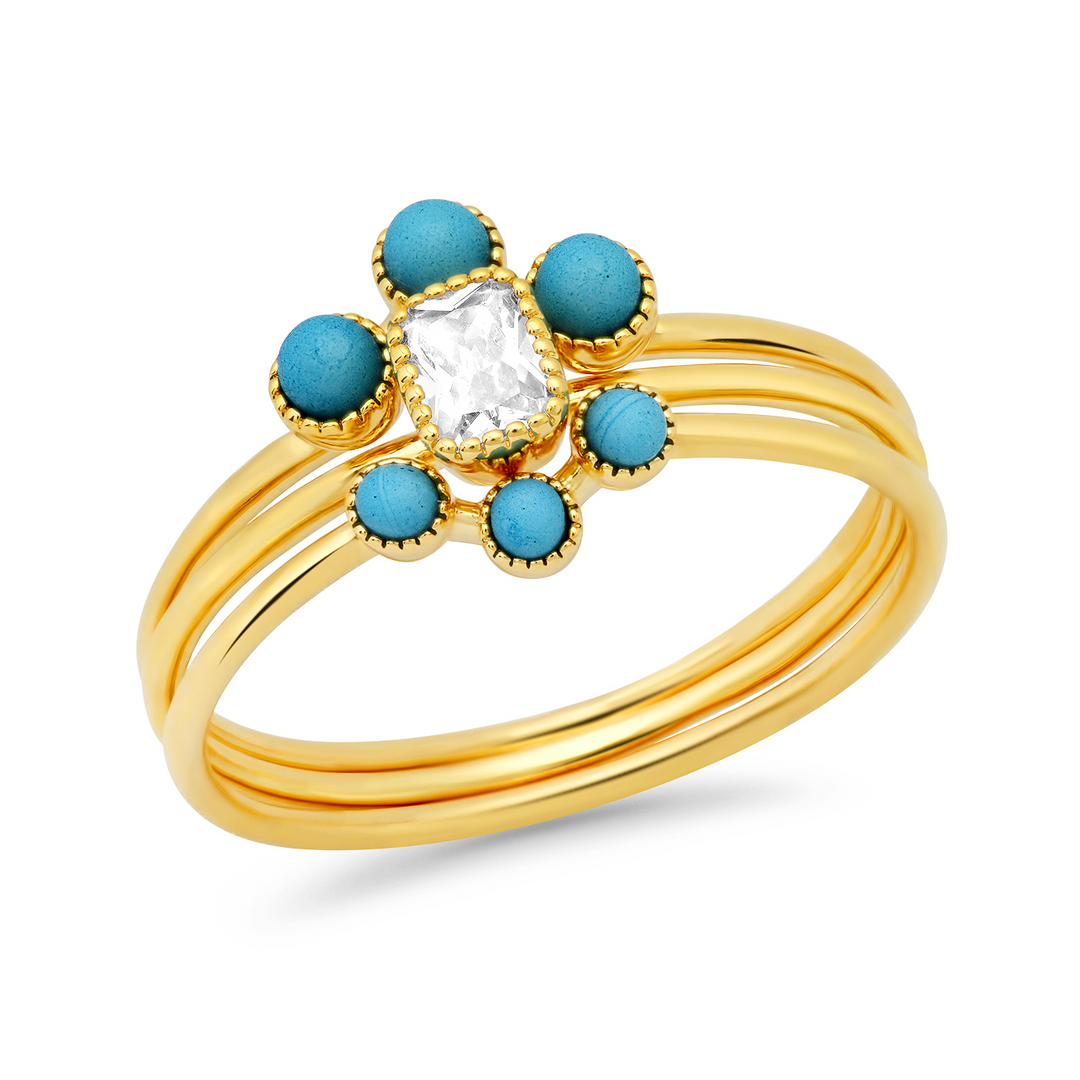TURQUOISE FLOWER RING - Kingfisher Road - Online Boutique
