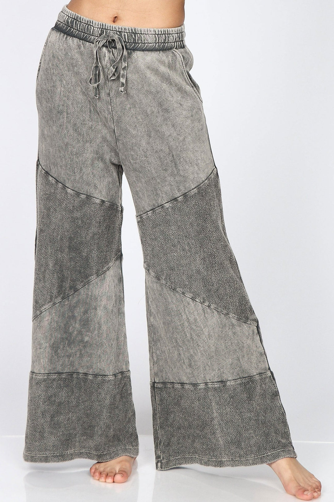 MINERAL WASH FRENCH TERRY PALAZZO PANTS - Kingfisher Road - Online Boutique