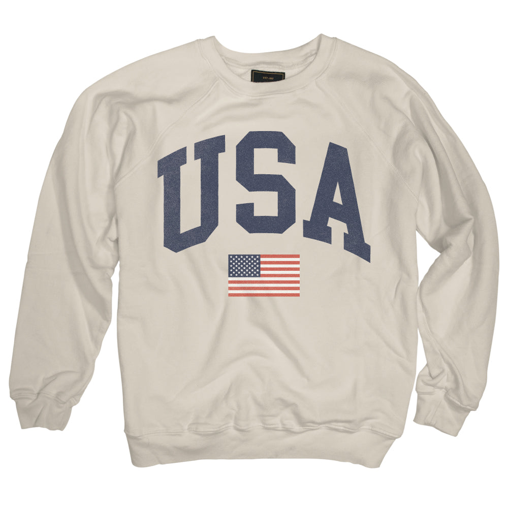 ANTIQUE WHITE USA FLAG SWEATSHIRT - Kingfisher Road - Online Boutique