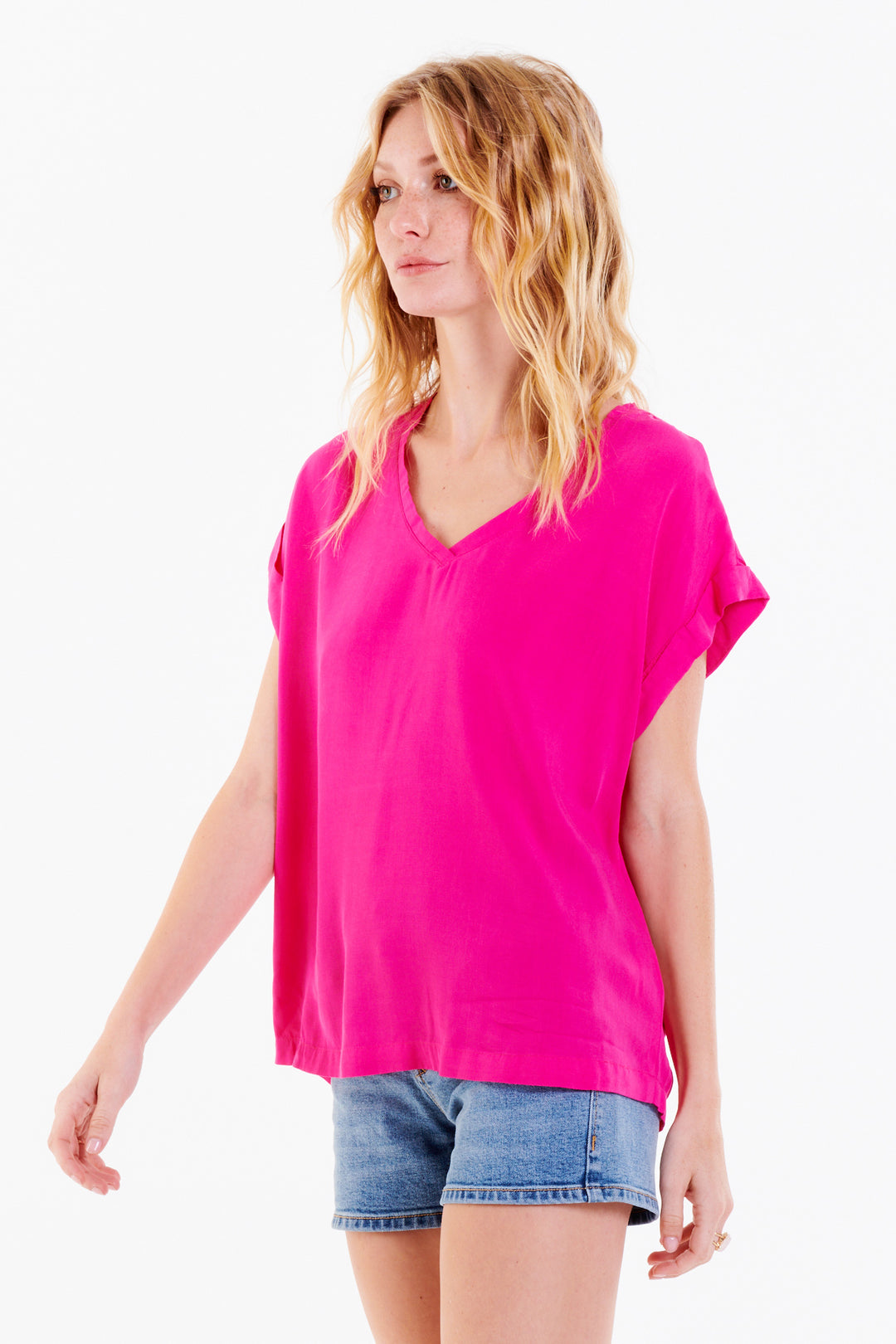 CAMILA V-NECK DROP SHOULDER-BEET ROOT - Kingfisher Road - Online Boutique