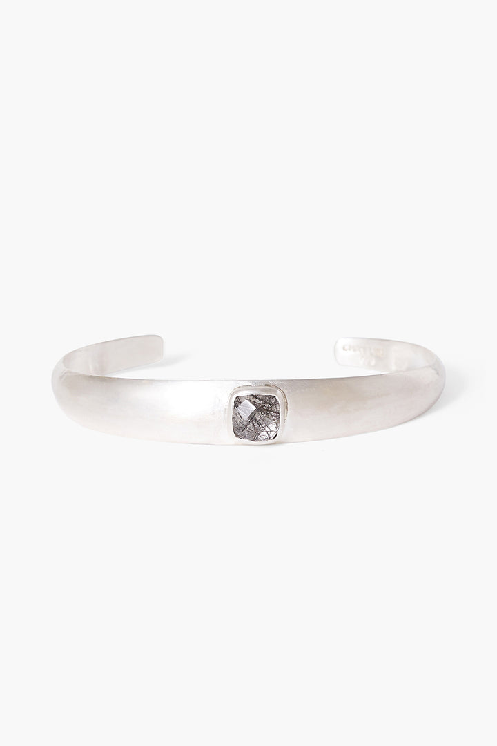 SILVER CUFF WITH RUTILATED QUARTZ  INSET - Kingfisher Road - Online Boutique