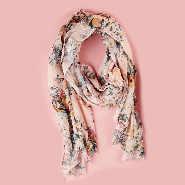 BIRDS AND FLOWER SCARF - Kingfisher Road - Online Boutique