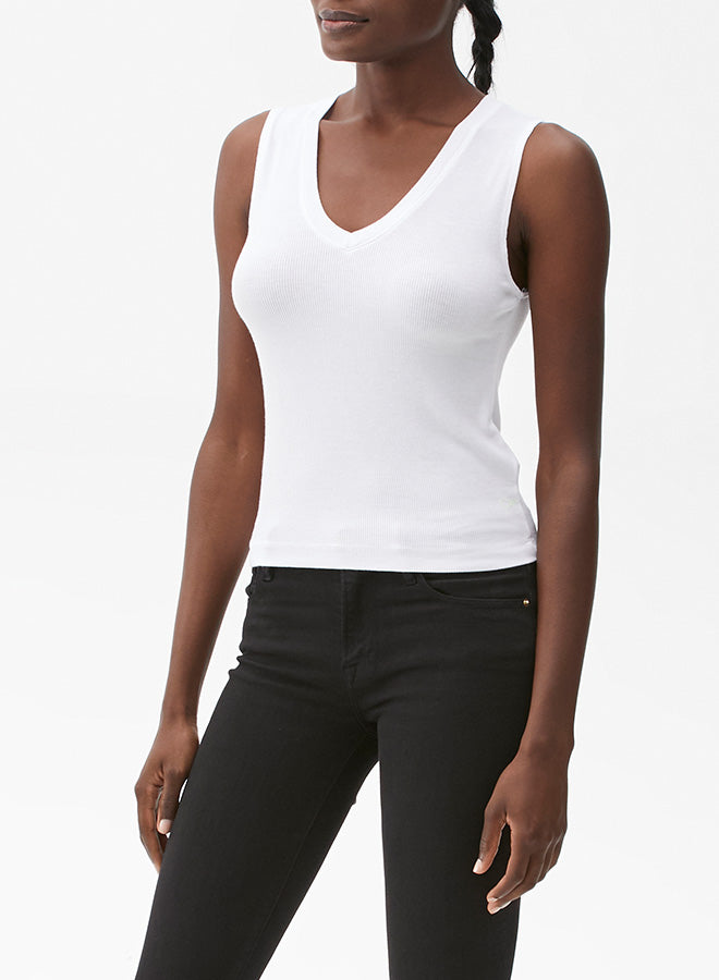 SOFIE CROPPED V NECK TANK - WHITE - Kingfisher Road - Online Boutique