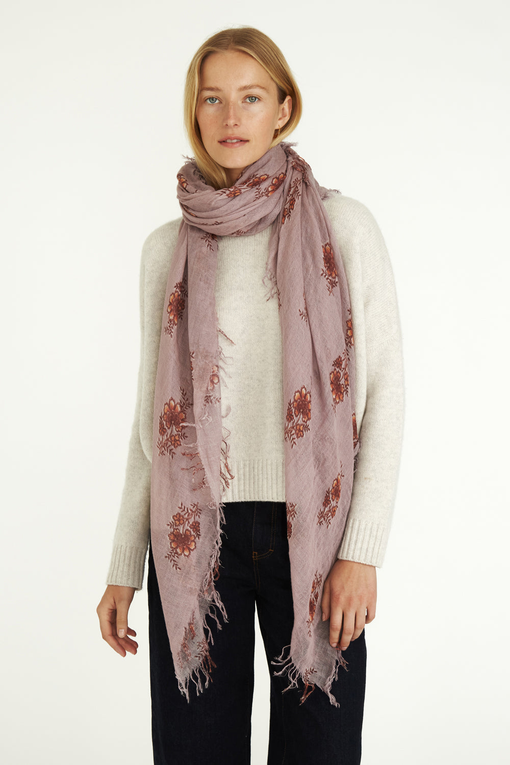CASHMERE FLORAL SCARF - ORCHID HUSH - Kingfisher Road - Online Boutique