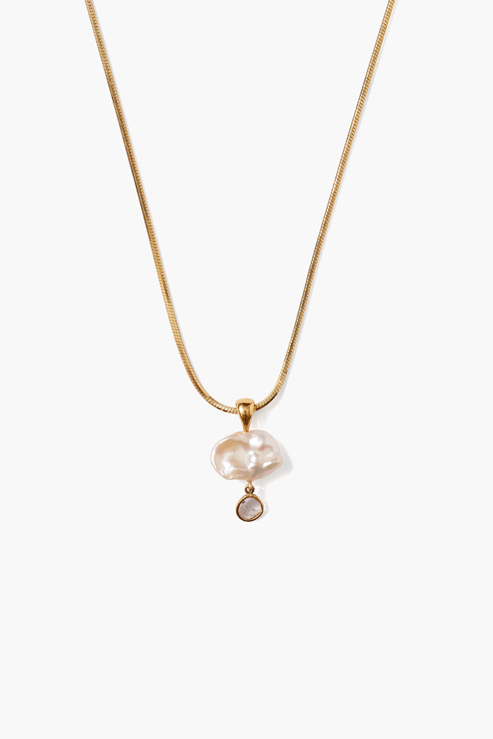 WHITE PEARL AND DIAMOND CHARM NECKLACE - Kingfisher Road - Online Boutique