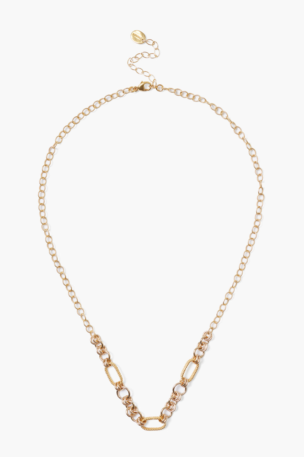 YELLOW GOLD TEXTURED LINKS NECKLACE