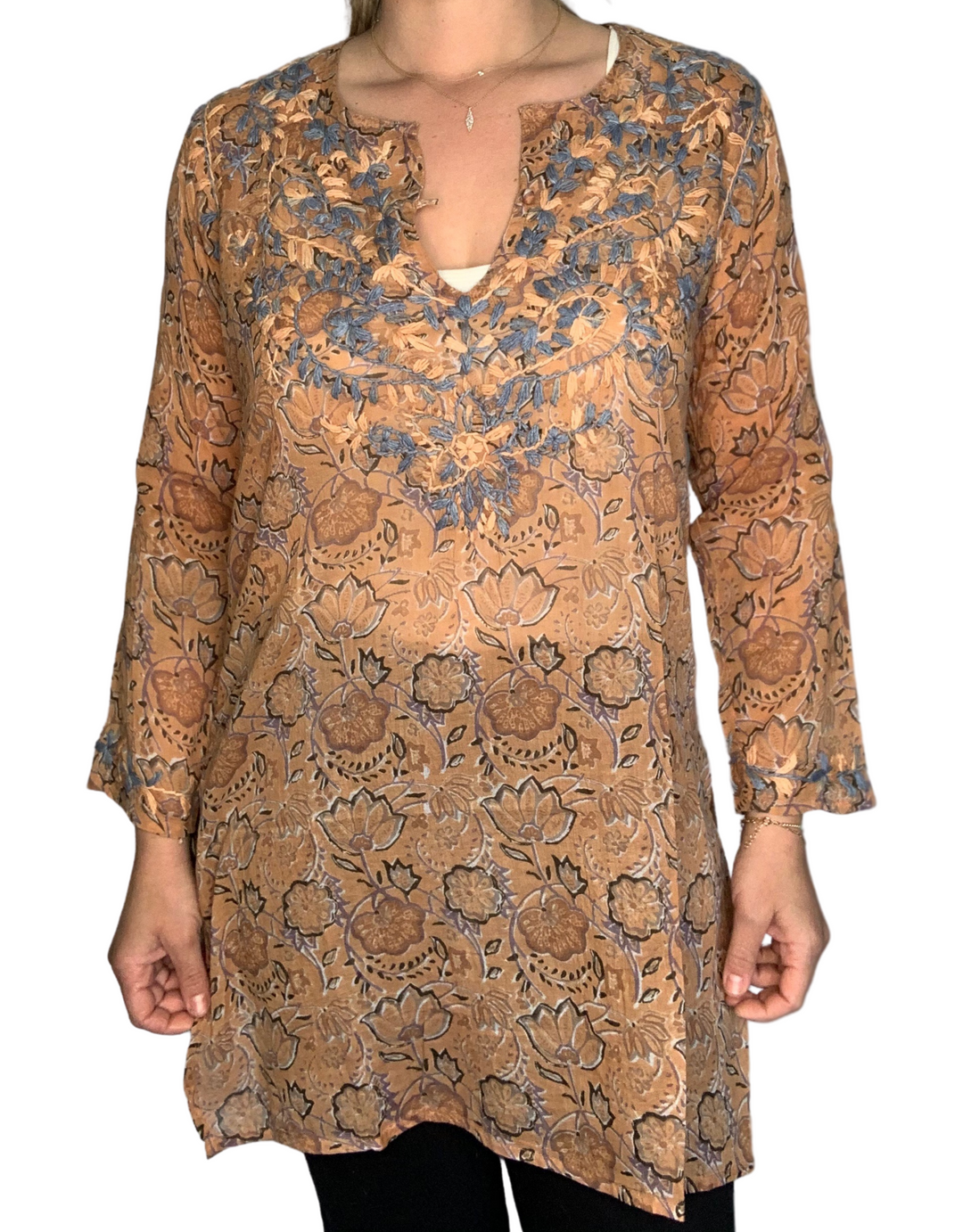LEAH TUNIC WITH FLORAL EMBROIDERY - Kingfisher Road - Online Boutique
