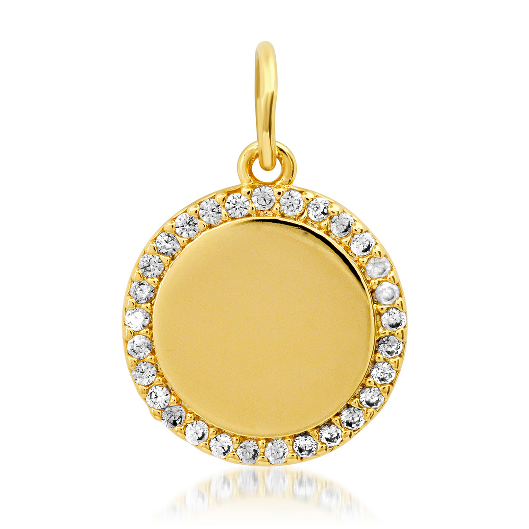 GOLD AND PAVE CZ CIRCLE PENDANT - Kingfisher Road - Online Boutique