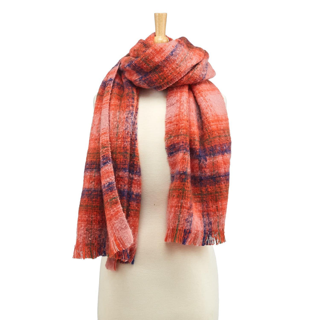 SUPER SOFT PLAID SCARF-PINK MULTI - Kingfisher Road - Online Boutique