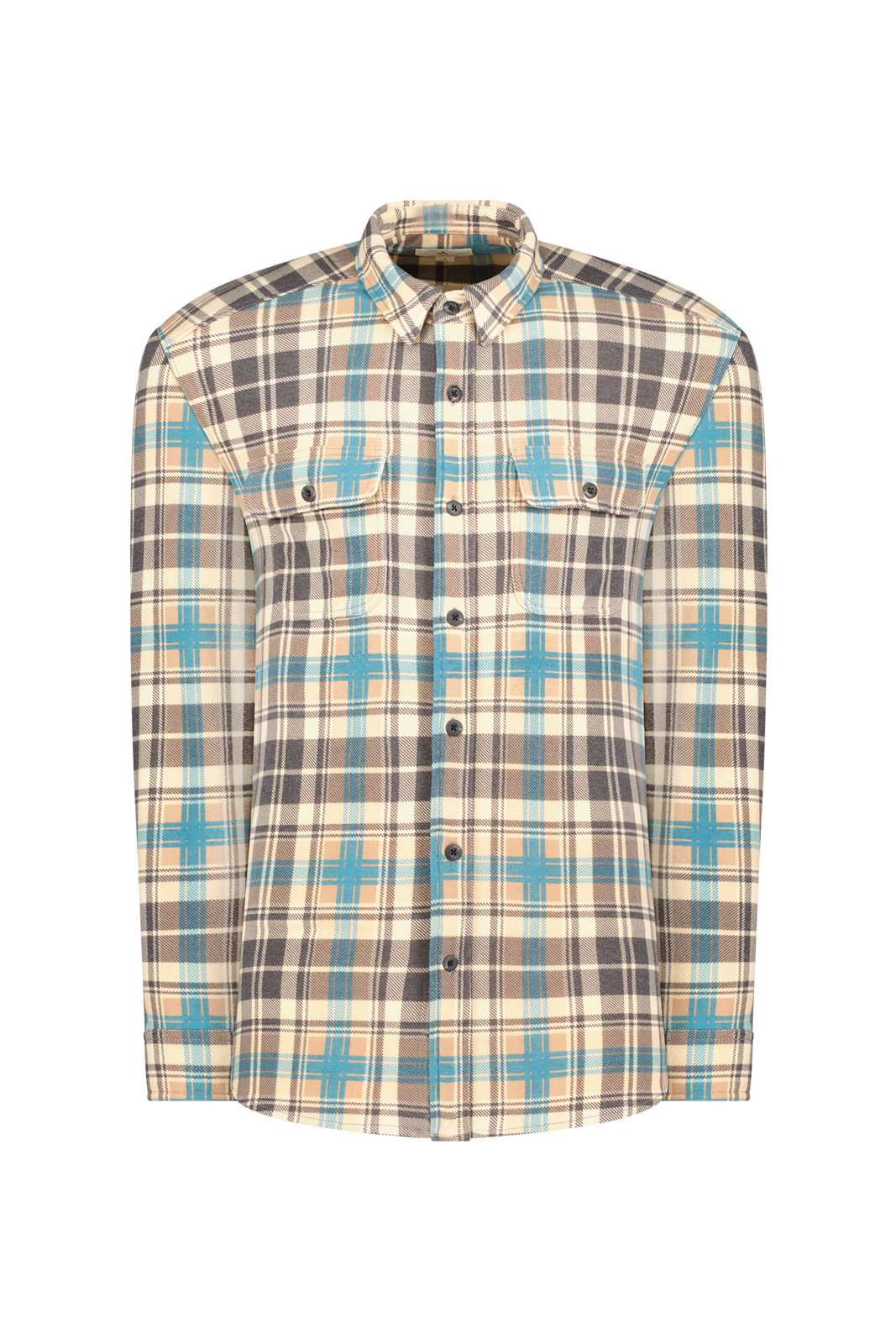 LONG SLEEVE 2 POCKET SHIRT - TURQUOISE/NATURAL - Kingfisher Road - Online Boutique