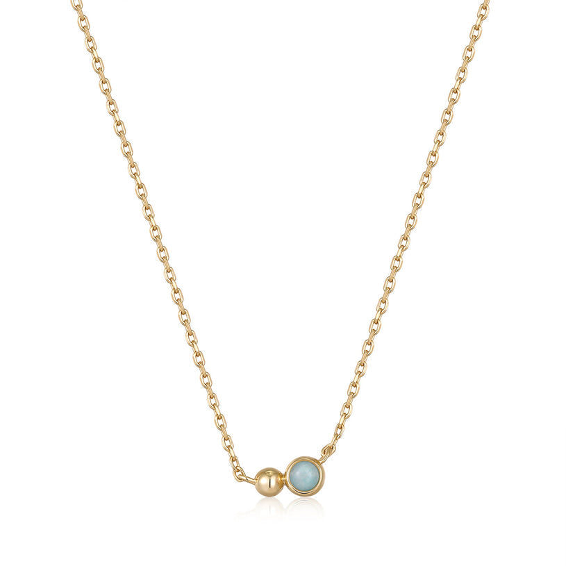 ORB AMAZONITE PENDANT NECKLACE-GOLD - Kingfisher Road - Online Boutique
