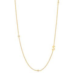 SIDEWAYS INITIAL NECKLACE w/ CZ ACCENTS - Kingfisher Road - Online Boutique