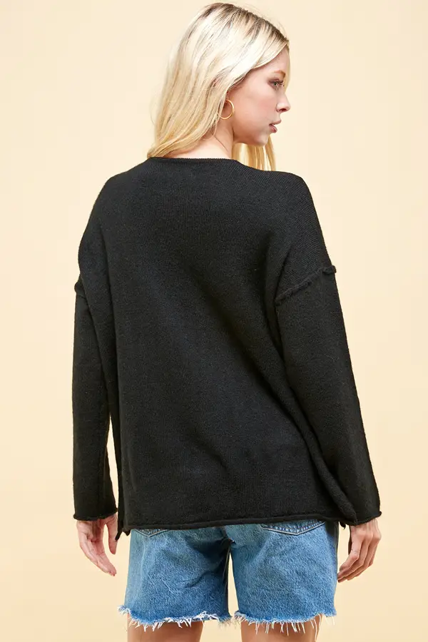 BLACK SOFT V-NECK SWEATER - Kingfisher Road - Online Boutique